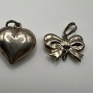 Sterling Silver Heart and Bow Pendant